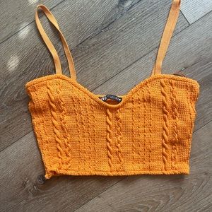 Zara orange cropped tank top with cable knit details crop top